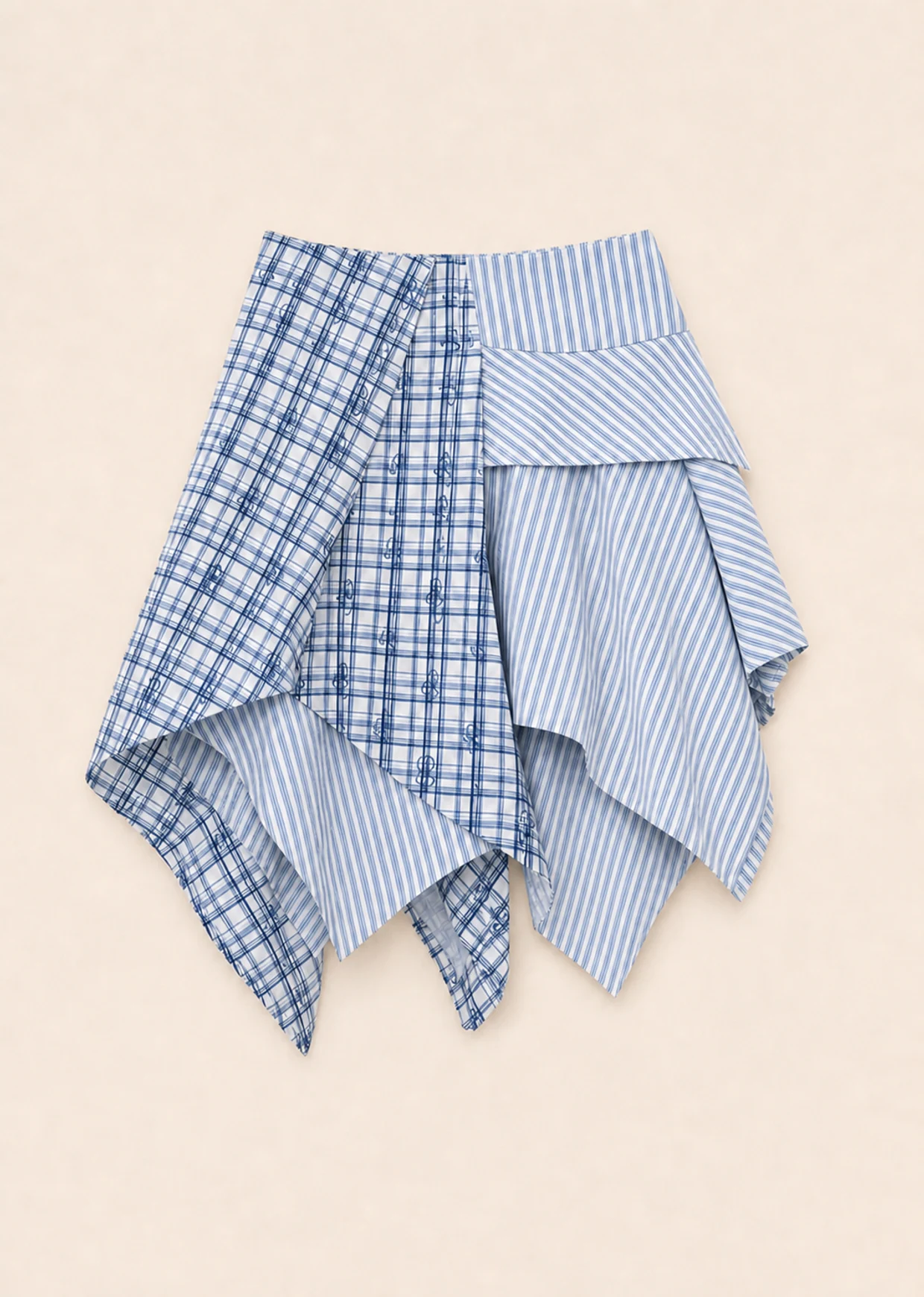 ANN Deconstructed Skirt in Blue and White Stripe, product back view